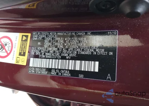 2014 Lexus Rx 350 z USA, uszkodzony, nr VIN 2T2BK1BA6EC237129